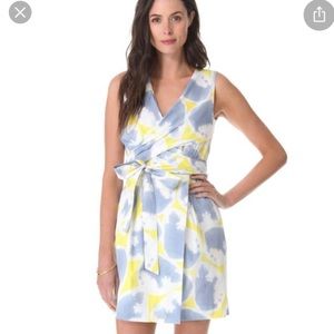 Diane Von Furstenberg Blue and Yellow Mini Dress